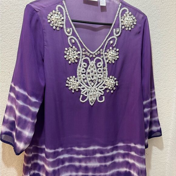 Chicos Embellished Tunic Style Top size 1 NWOT - Picture 4 of 6